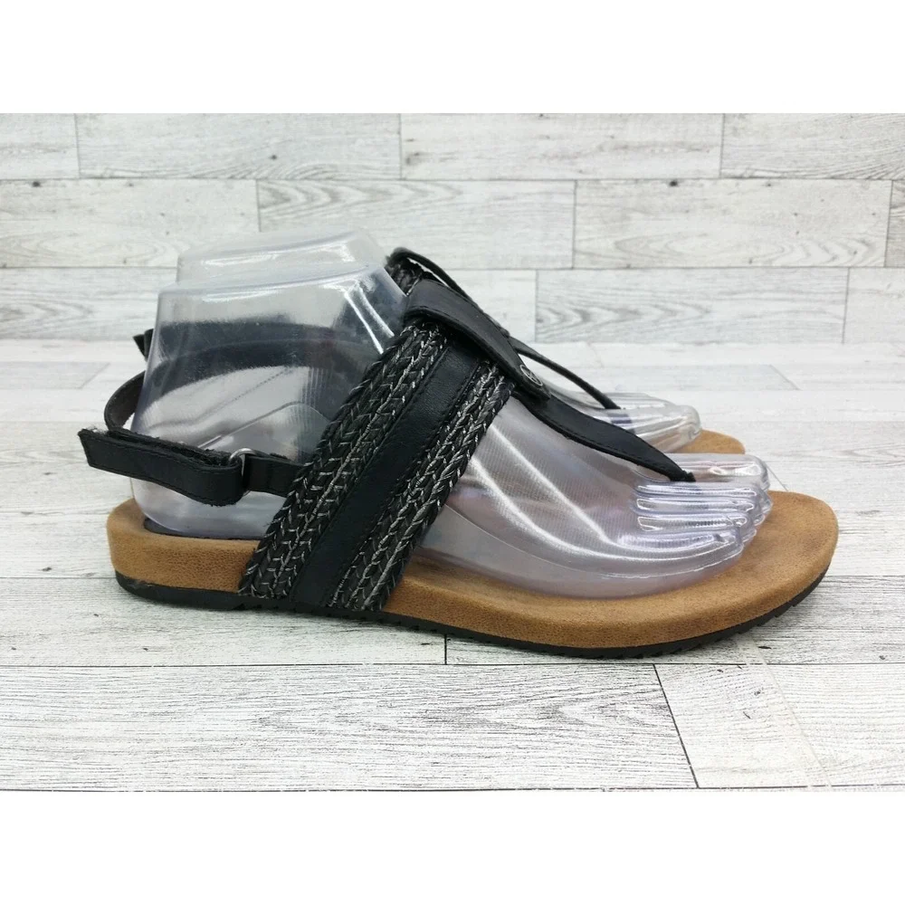 Women's Tamaris Thong‎ Sandals Black Straps Flats Size EU 38 US 7.5/8 Shoes